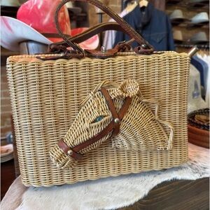 Vintage Rare 1960s equestrian Woven Horse Handbag #collectors #ChloeInspo
